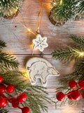 Golden Polar Bear and Snowflake Hanging Decoration
