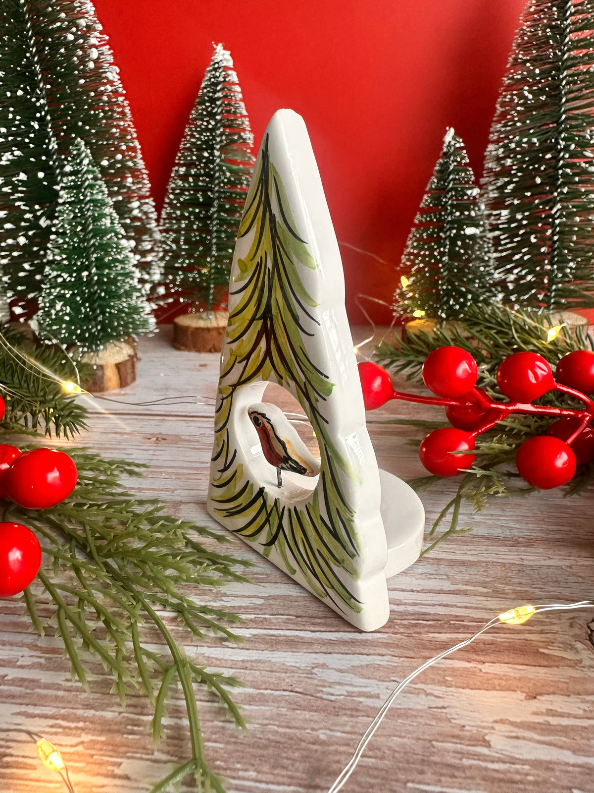 Fir Tree with Robin Ornament