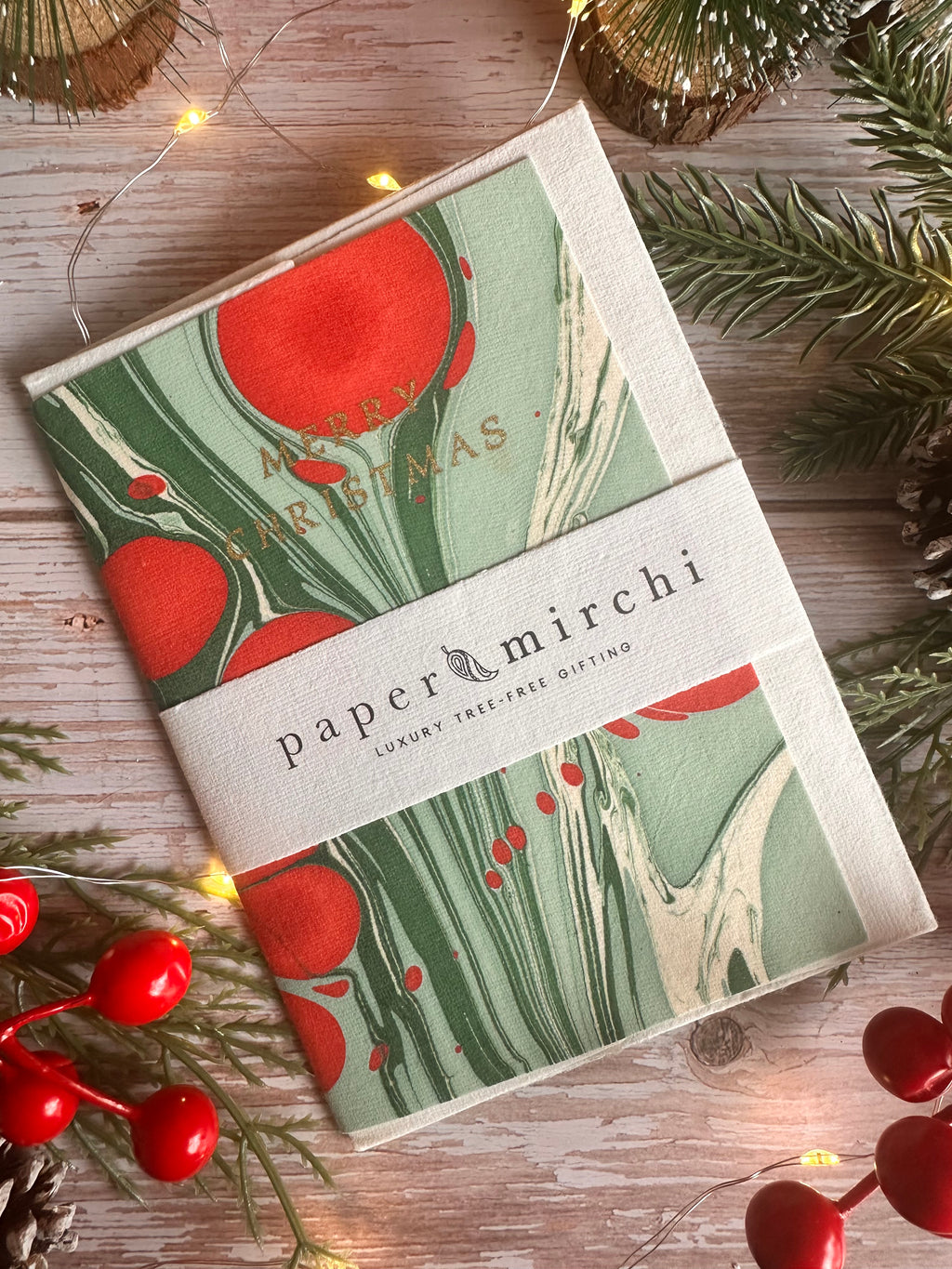Hand Marbled Cotton Christmas Card