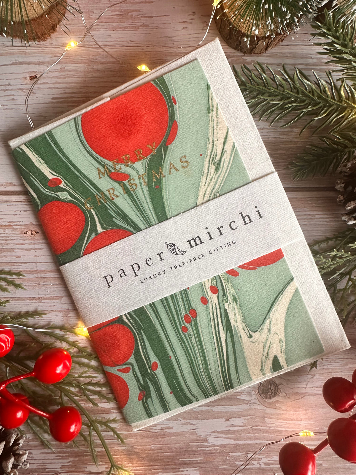 Hand Marbled Cotton Christmas Card