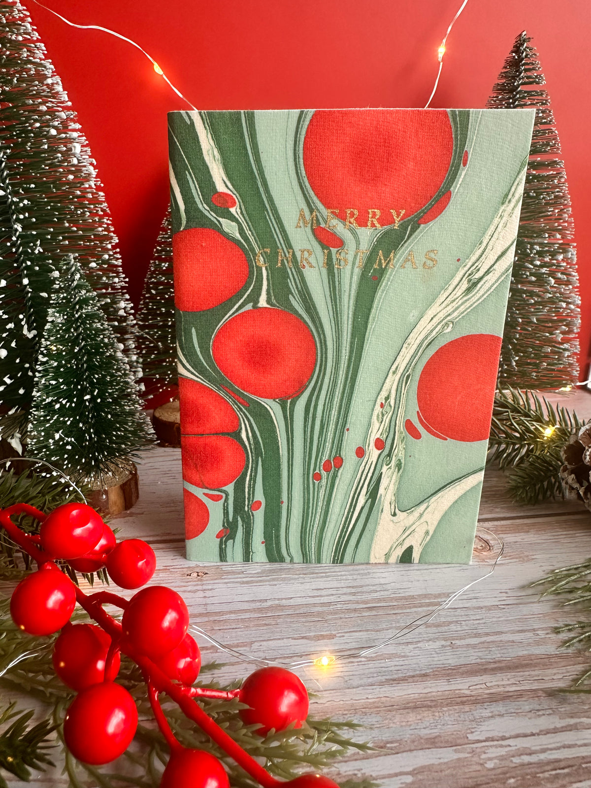 Hand Marbled Cotton Christmas Card