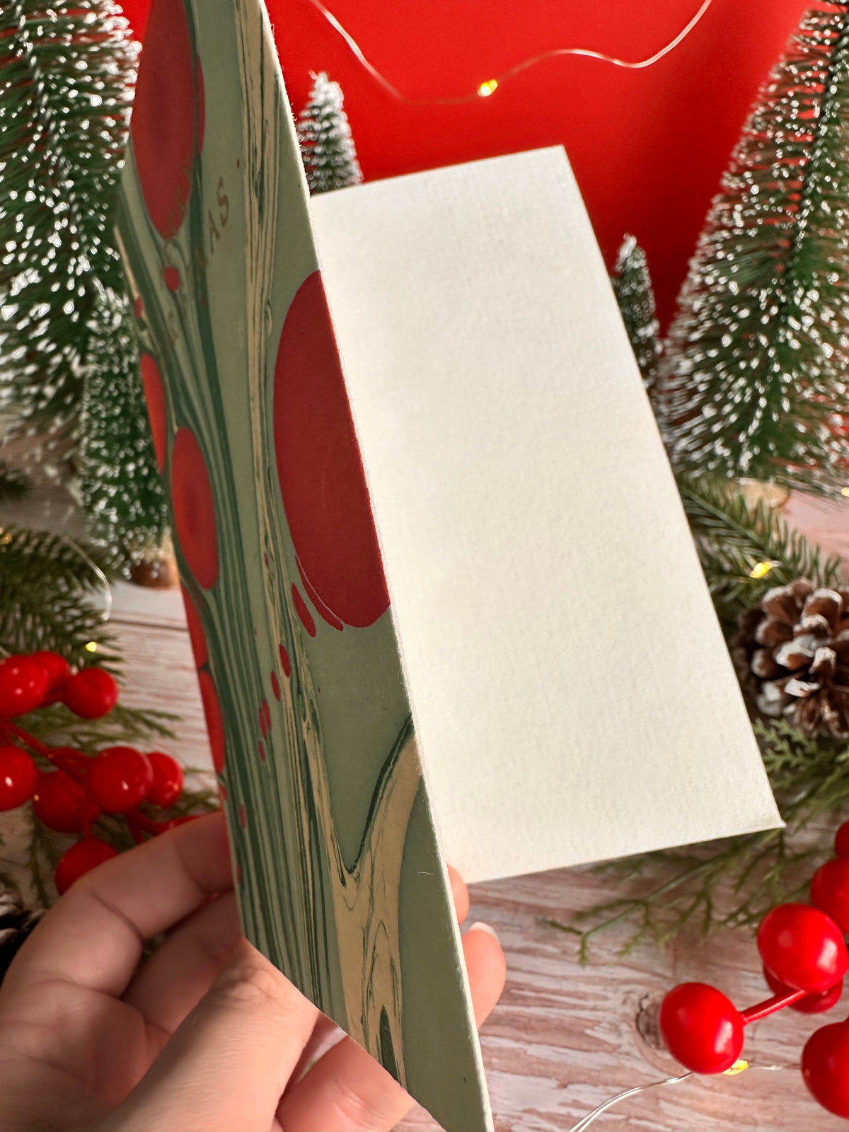 Hand Marbled Cotton Christmas Card