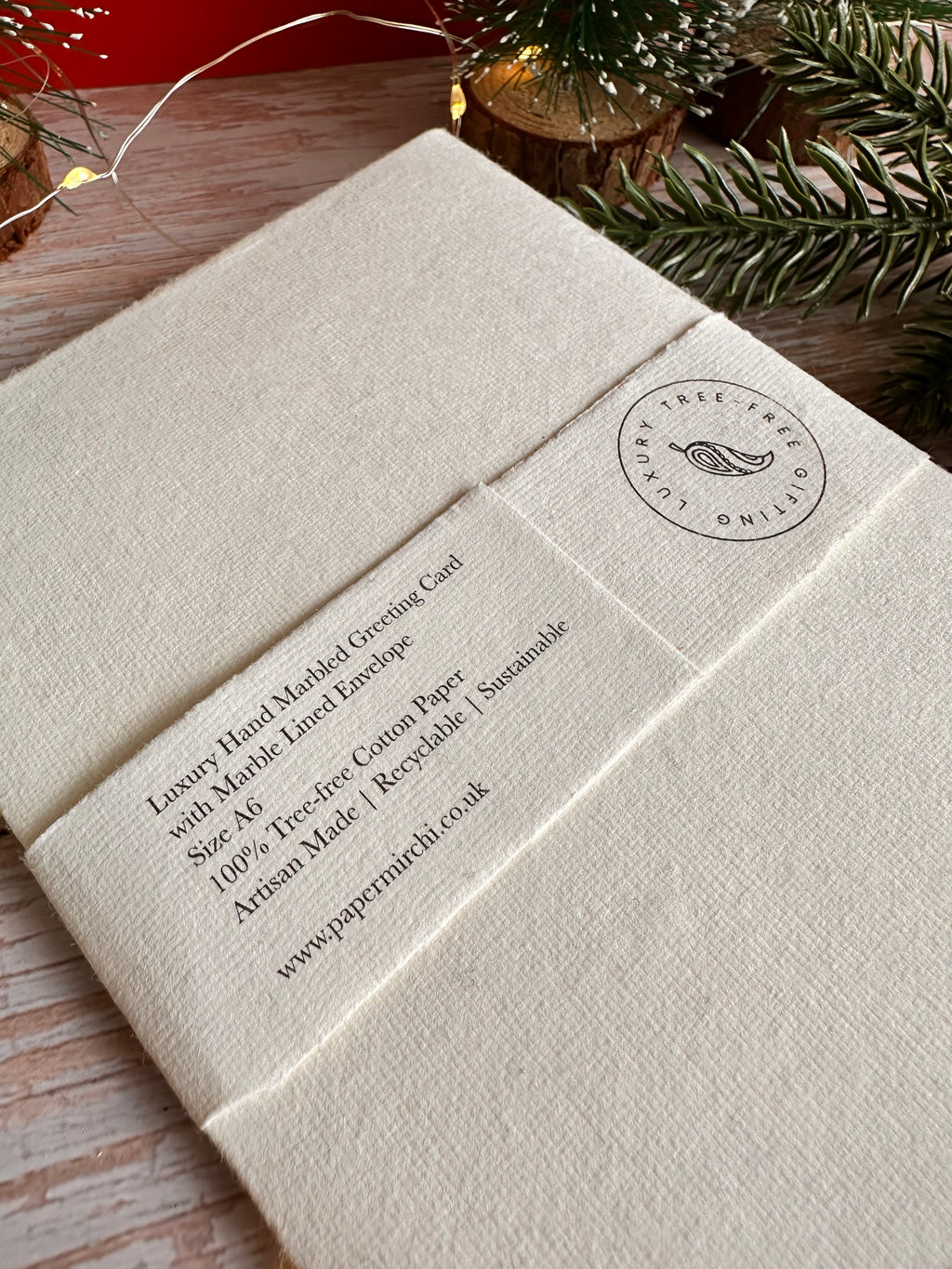Hand Marbled Cotton Christmas Card