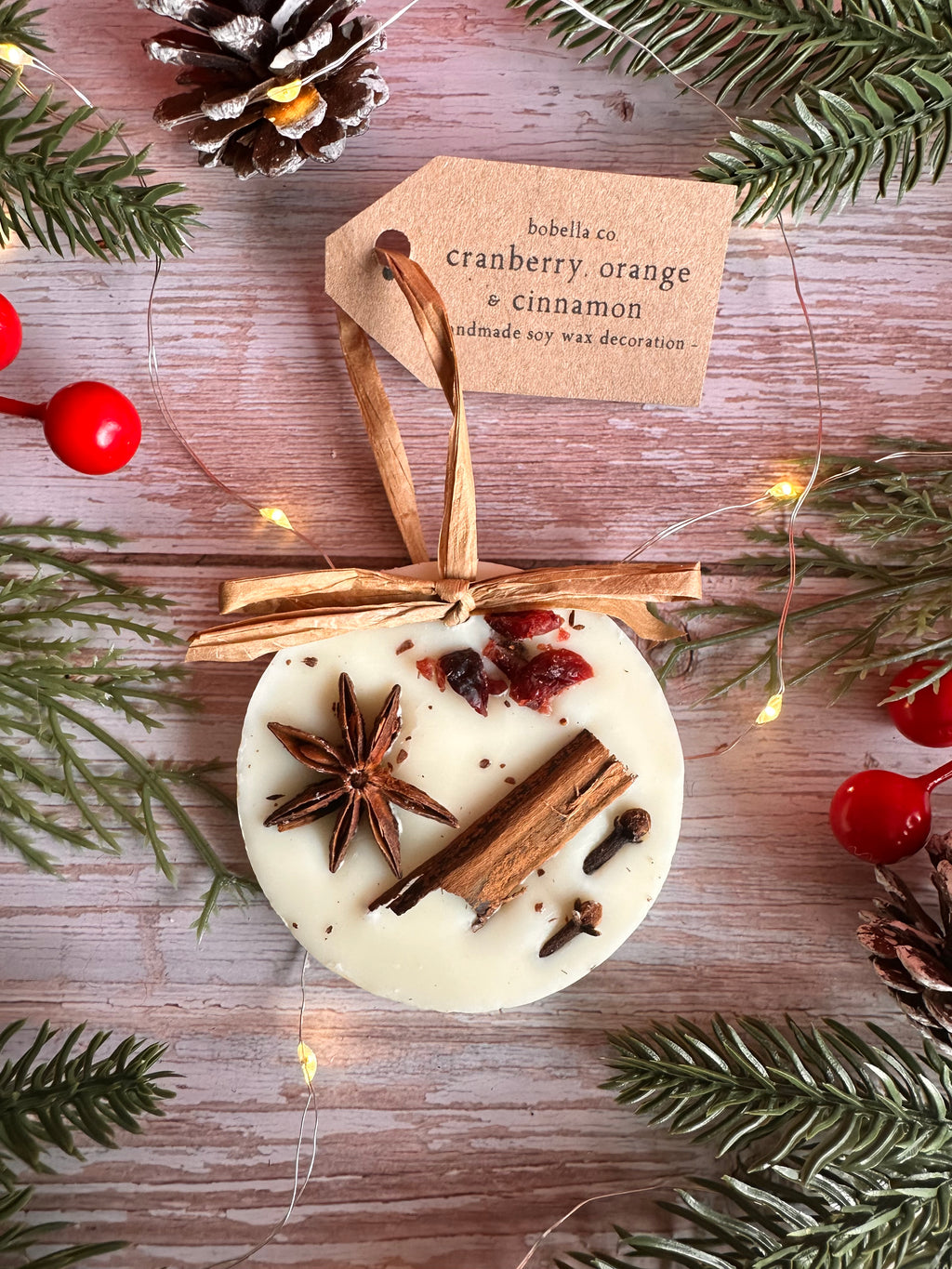Scented Circle Wax Melt Christmas Tree Decoration