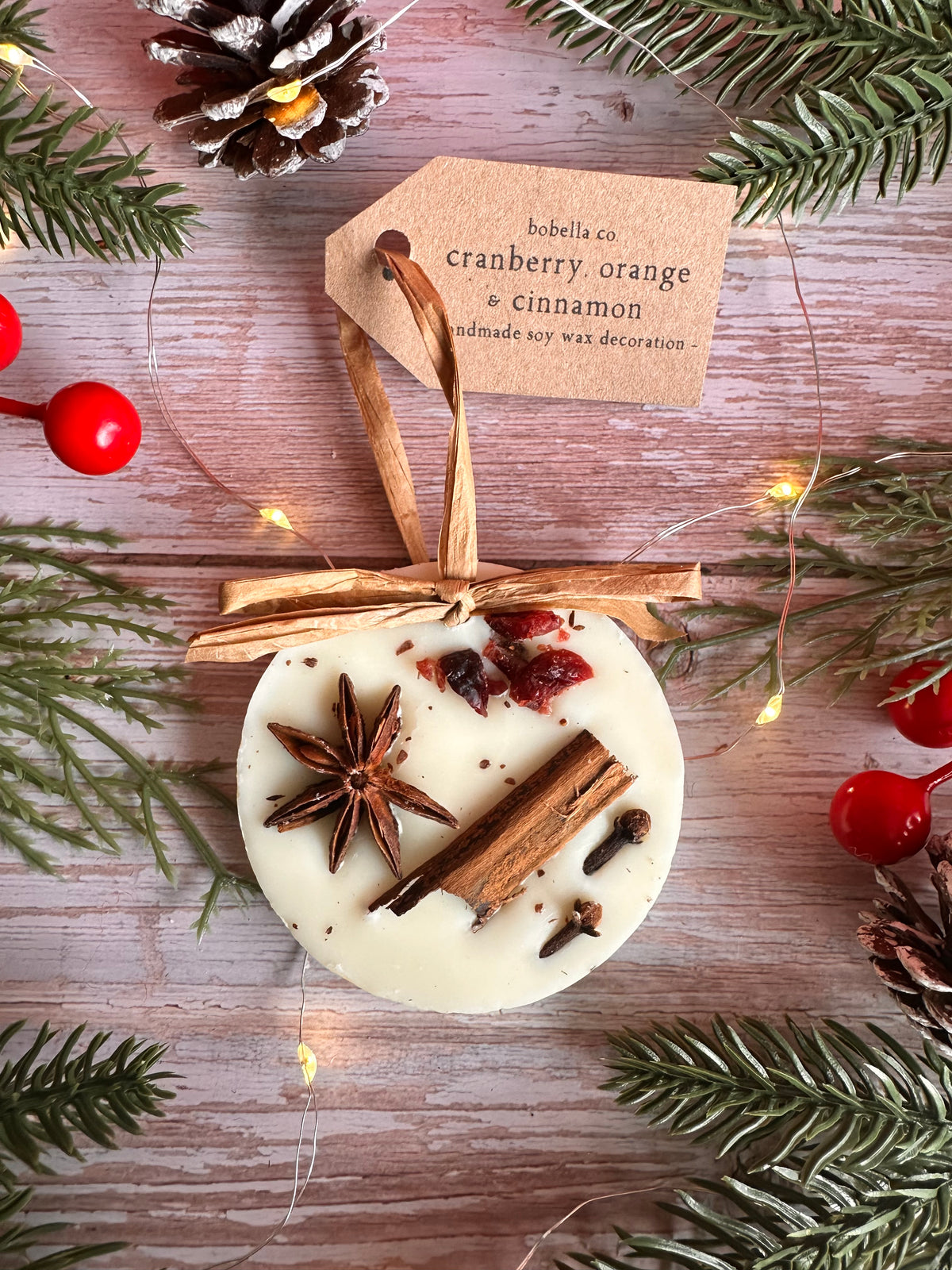 Scented Circle Wax Melt Christmas Tree Decoration