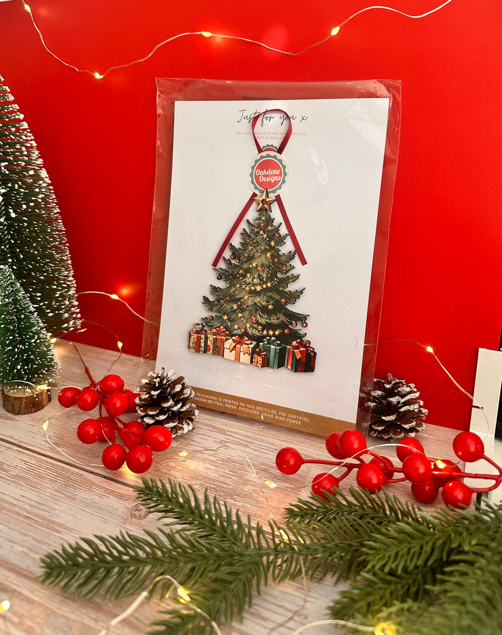 Traditional Wooden Christmas Tree Hanging Decoration