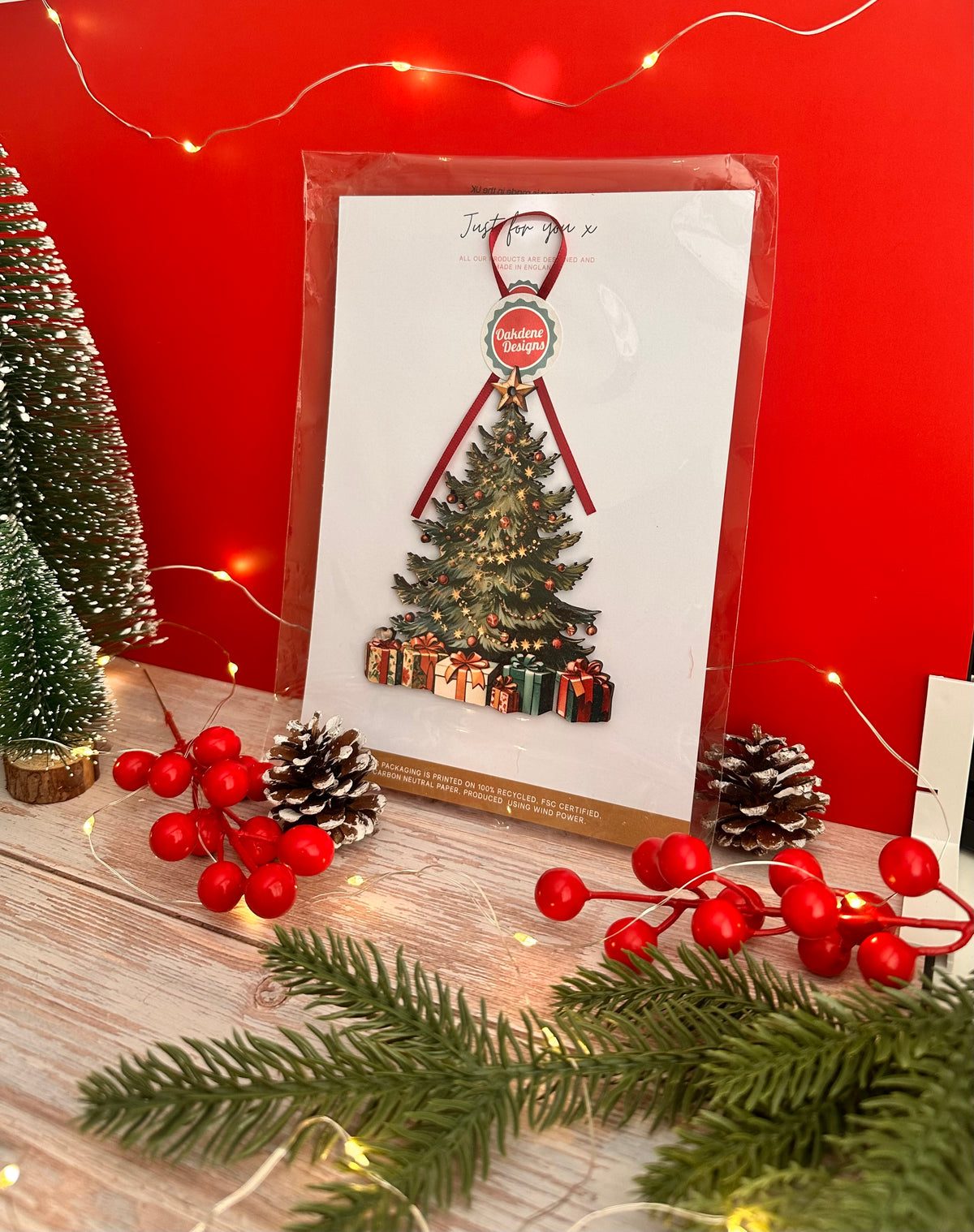 Traditional Wooden Christmas Tree Hanging Decoration