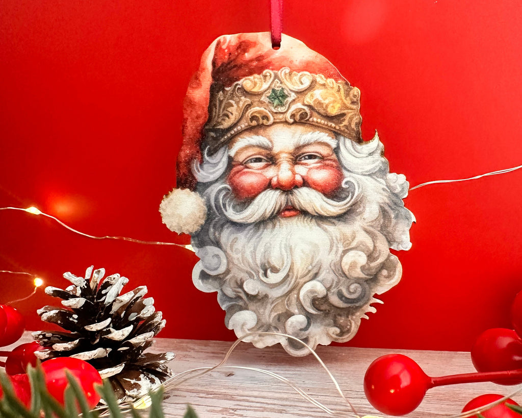 Nostalgic Wooden Father Christmas Tree Hanging Decoration