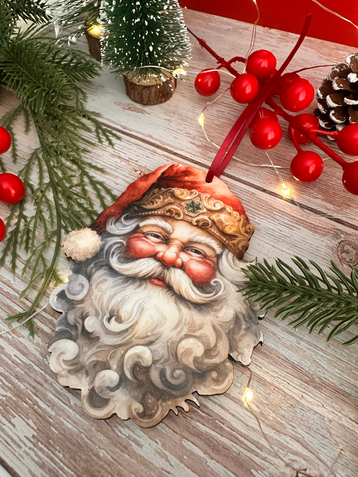 Nostalgic Wooden Father Christmas Tree Hanging Decoration