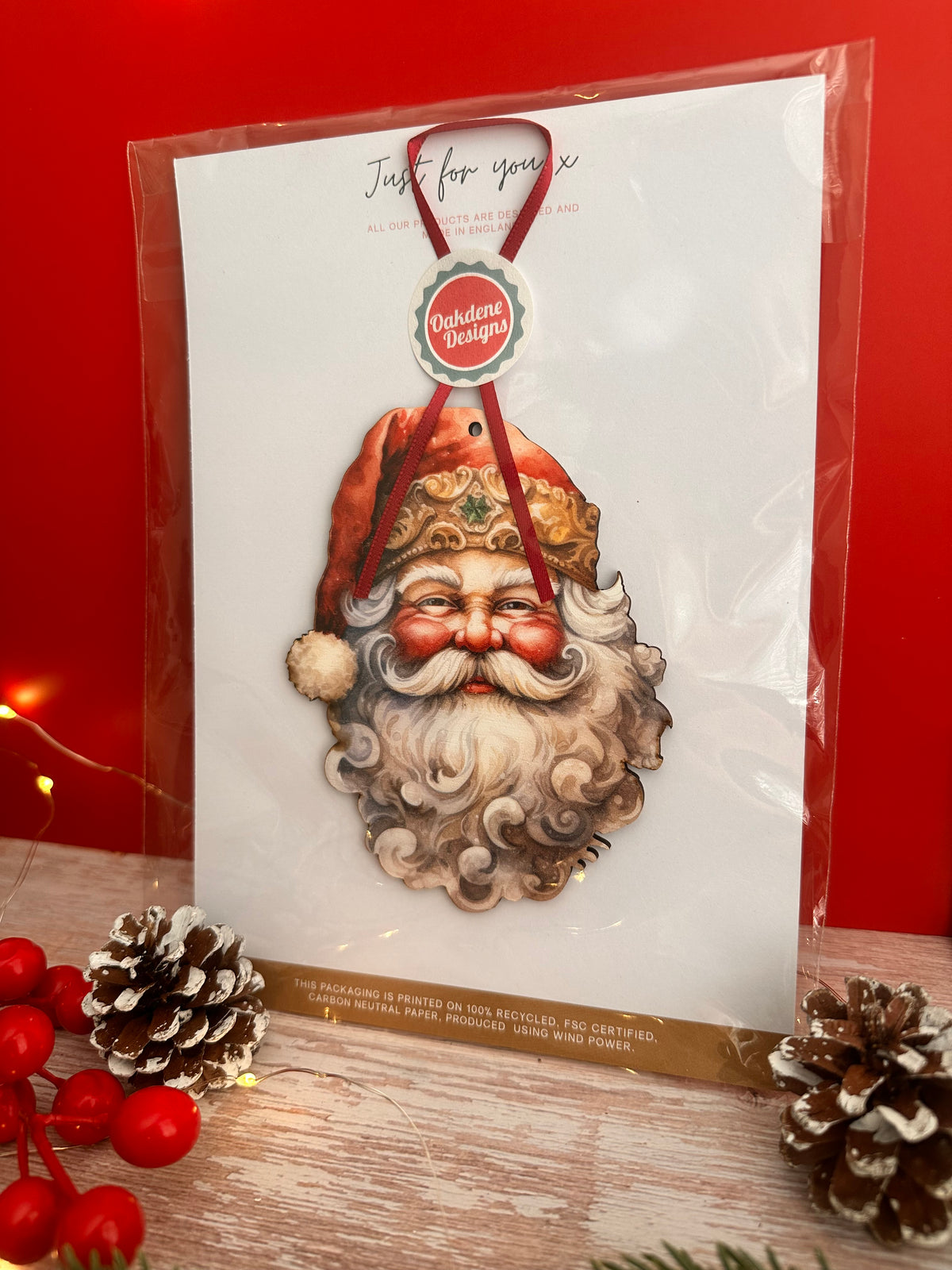 Nostalgic Wooden Father Christmas Tree Hanging Decoration