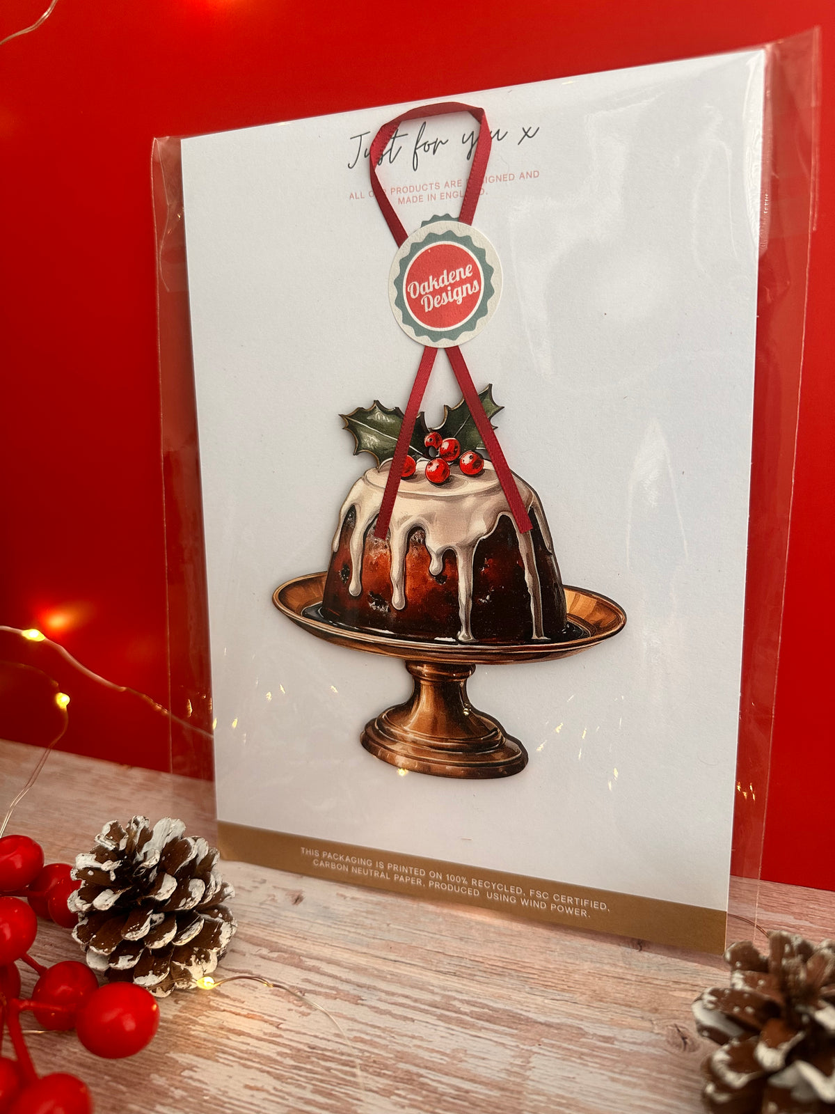 Traditional Wooden Christmas Pudding Tree Hanging Decoration