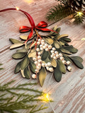 Beautiful Wooden Mistletoe Bough Hanging Decoration