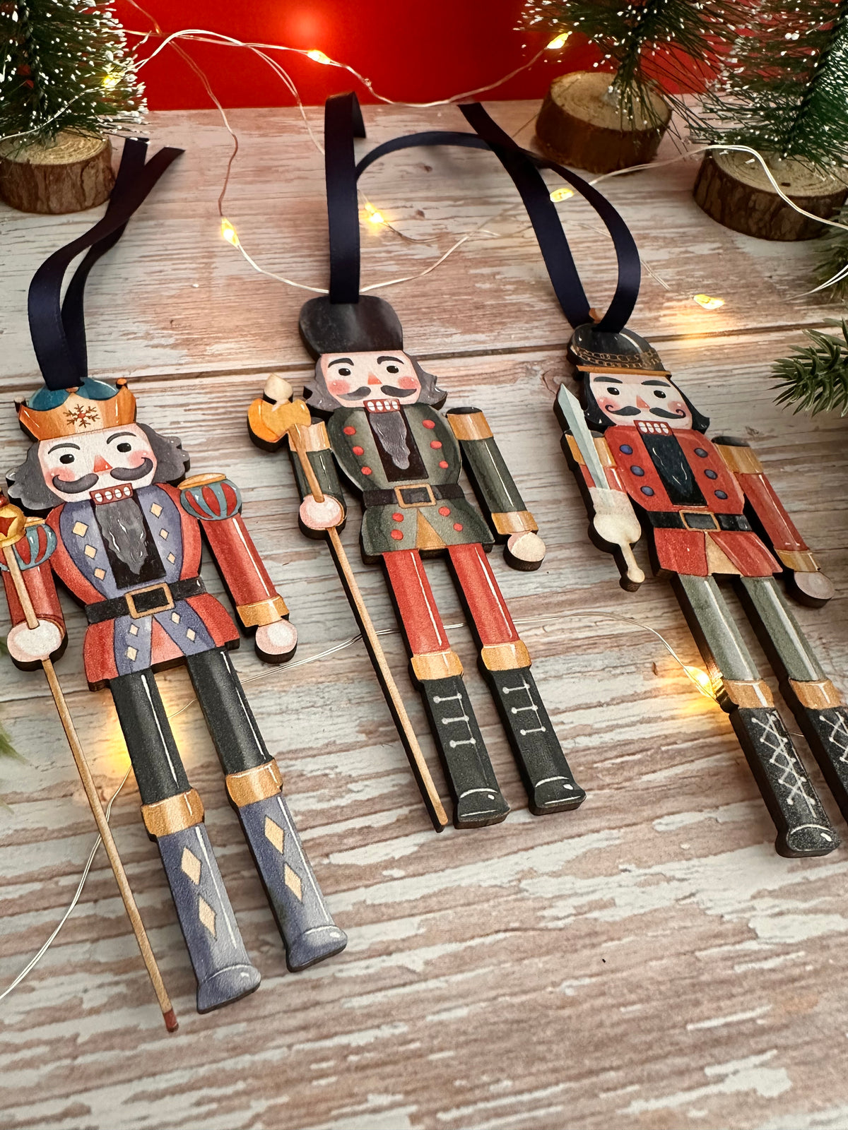 Nostalgic Set of 3 Wooden Nutcracker Hanging Decoration
