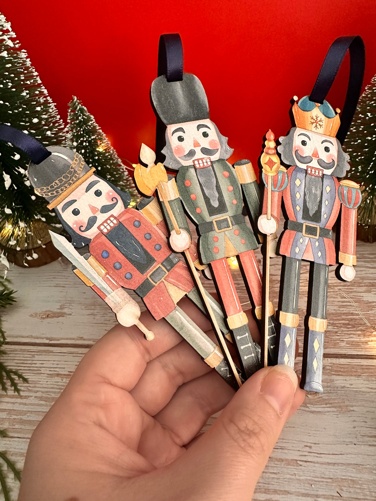 Nostalgic Set of 3 Wooden Nutcracker Hanging Decoration