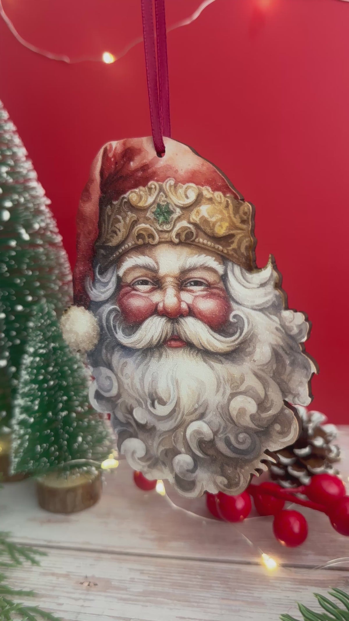 Nostalgic Wooden Father Christmas Tree Hanging Decoration