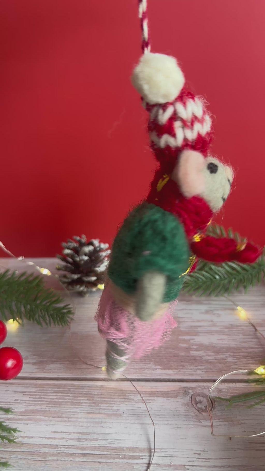 Felt Mouse with Jumper and Tutu Christmas Decoration
