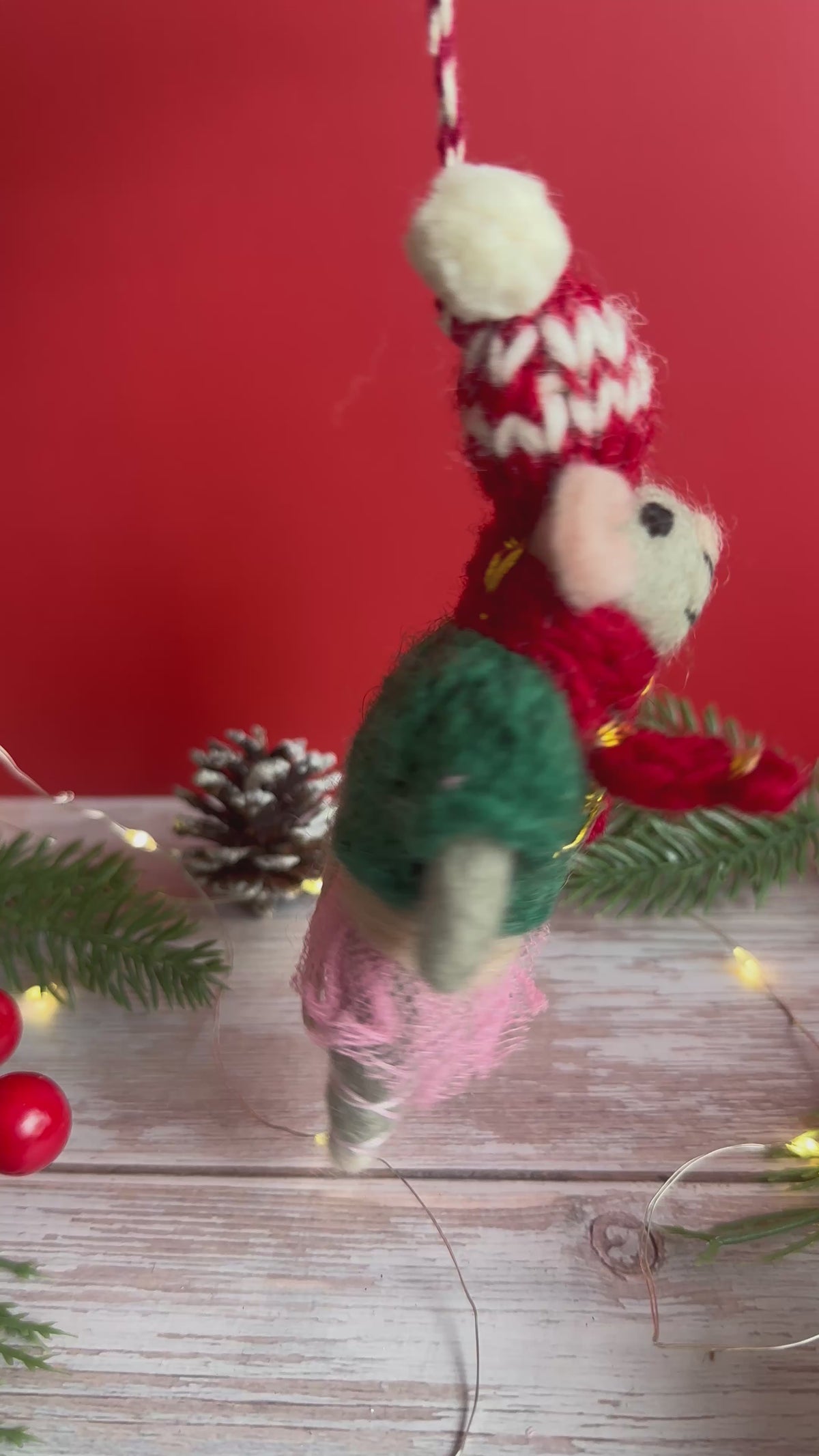 Felt Mouse with Jumper and Tutu Christmas Decoration