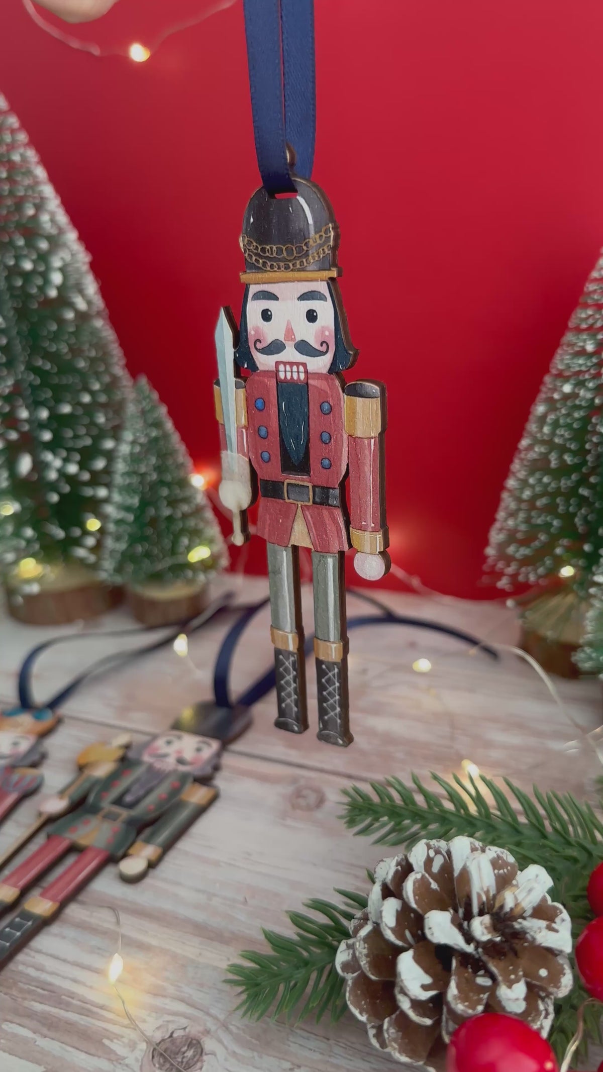 Nostalgic Set of 3 Wooden Nutcracker Hanging Decoration